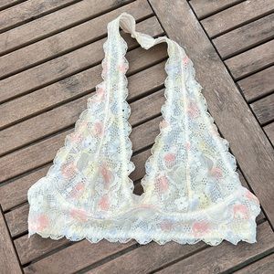 Free people halter bra small, Lacey floral halter bra, free people intimates